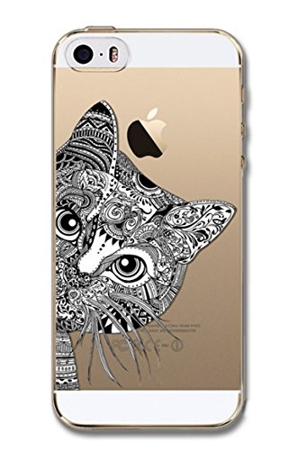 Deco Fairy TPU Ultra Slim Translucent Silicone Clear Protective Case Cover for iPhone 6- Aztec Cat (iPhone 6/6S)