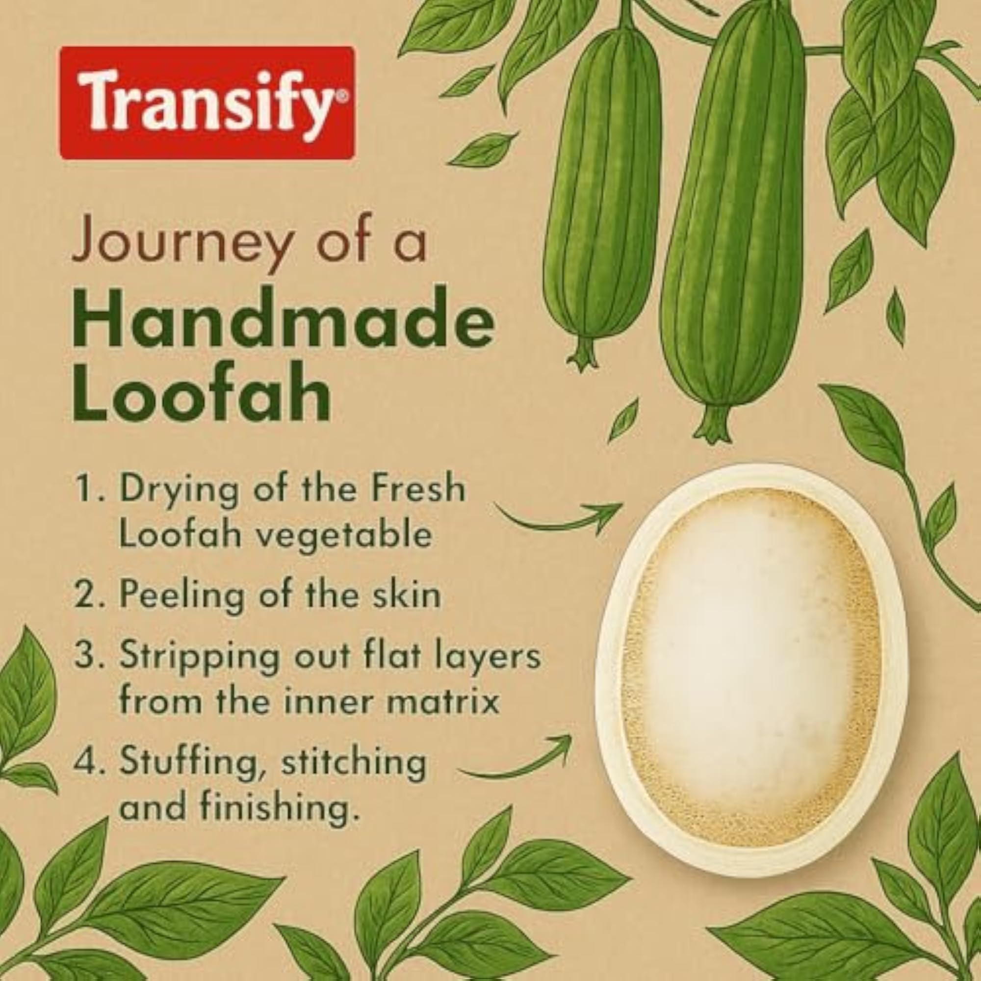 Premium Natural Organic Sun Dried Bath Loofah, Unisex