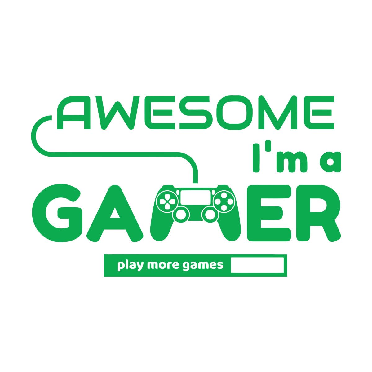 Wall Vinyl Sticker Decor Table Teen Gamer Joystick Play More Games 72x120.6cm Do not Damage the wall Surface Extra Large Green