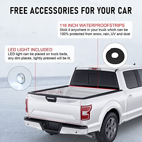 Jdmspeed Soft Roll Up 6.5Ft(78.8In) Truck Bed Tonneau Cover Compatible With 2007-2013 Chevy Silverado/Gmc Sierra 1500,Truck Bed Cover With Led Light And 118 Inch Waterproof Strips #TOP3