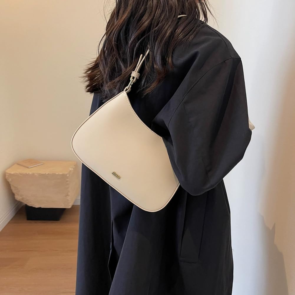 Aucuu Women's Handbag, Shoulder Bag, Women's Small Handbag, Y2K Crossbody Bag, PU Leather Shoulder Bag, Mini Hobo Bag, Retro Armpit Bag, Shoulder Bag for Dating Party Shopping #4 White-a