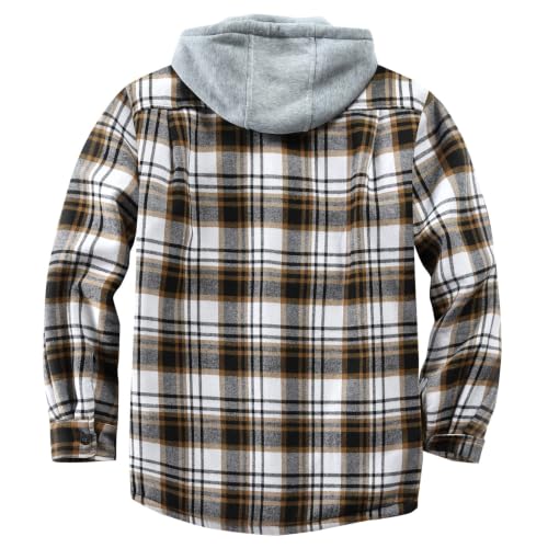 Image of Men's Cotton Plaid Shirt Jacket Fleece Flannel Sherpa Button Down
