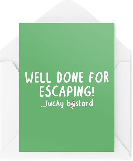 Tongue in Peach Funny Leaving Cards | Well Done For Escaping Card | For Her Him Colleague New Job Office Work Sweary Joke Novelty Banter Goodbye | CBH643 Tongue in Peach