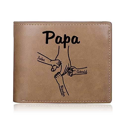 kaululu Geldbörse Herren Leder Portmonee Personalisiert Herren Geldbörse mit Gravur Namen Mini Portemonnaie Herren Personalisierte Geschenke Männer Vatertagsgeschenk Jahrestag Geschenk für Ihn