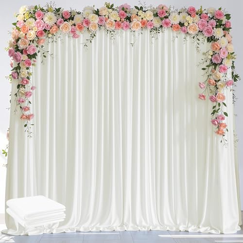 Wokceer Ivory Backdrop Curtain for Parties Backdrop Drapes, 2Pack 10x8FT