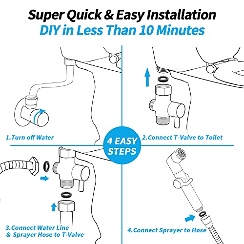 Kaiying Handheld Bidet Sprayer For Toilet, Baby Cloth Diaper Sprayer, Bathroom Muslim Shower Toilet Sprayer Attachment With Hose, Support Wall Or Toilet Mount (Chrome) #TOP4