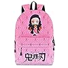 Roffatide Anime Demon Slayer Backpack Pink Geometric Gradient School Bag Laptop Backpack for Girls Ladies