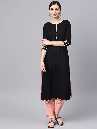 Idalia Women's Rayon Kurta Printed Pants