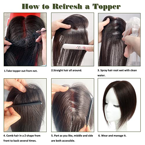 Saro-Up Hair Toppers For Women Real Human Hair Clip In Toppers Hair Pieces No Bangs 120% Density Hair Pieces For Women Human Hair Wiglets Hairpieces For Thinning Hair/Hair Loss（P4/27 #TOP5