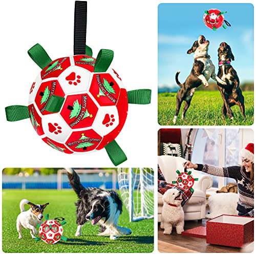 XiaZ Große Junge Ball Spielzeug, Hund Fußball mit Haltebändern, Hund Tauziehen Spielzeug für kleine mittelgroße große Hunde, Herding Ball für Hund drinnen und draußen, Welpengeburtstag 8 Zoll Cover