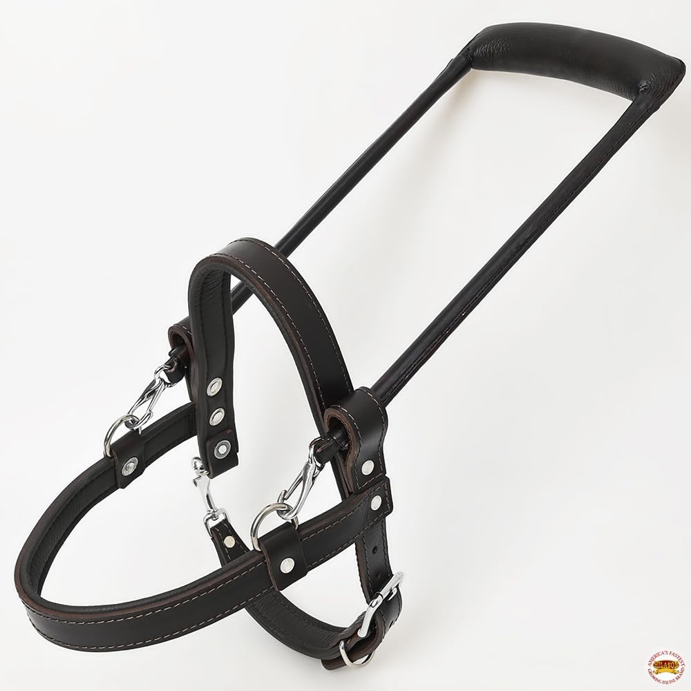 HILASON Guide Dog Harness Brown Padded Genuine Leather with Handle | Adjustable Straps for Training Breathable Therapy