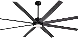 84 in. Indoor/Covered Outdoor Black Industrial Ceiling Fans with Lights and Remote for Large Space SFS6993-01
