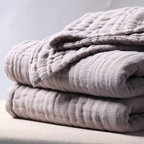 lifein Cotton Muslin Blankets-Grey Throw Blanket for Couch/Bed/Adults/Baby, 6-Layer Cotton Thermal Blanket,Lightweight Soft Spring Breathable Throw Blanket,All Season Gauze Blanket(Grey,55x75in)