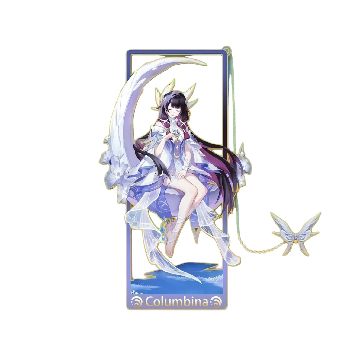 1PC Genshin Impact Natlan Characters Metal Bookmark Game Bookmark with Chain for Game Fans (Columbina)