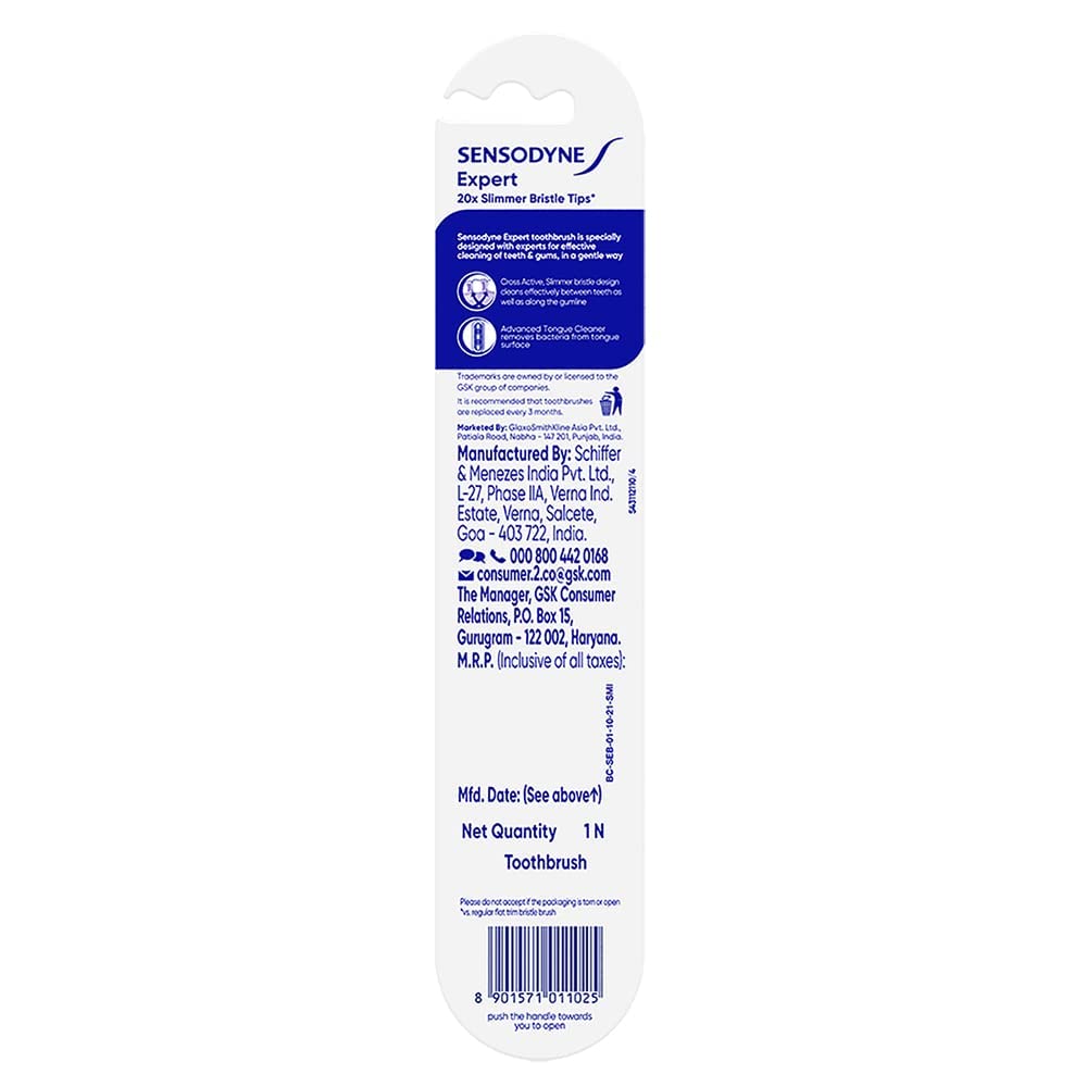 Sensodyne Expert Toothbrush | 20X Slimmer Bristles for Expert Cleaning | Pack of 1 Tooth Brush | Dentist Recommended Brand