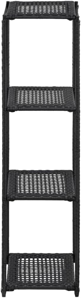 Poly Rattan Storage Shelf Black 11.8x11.8x47.2 Inches