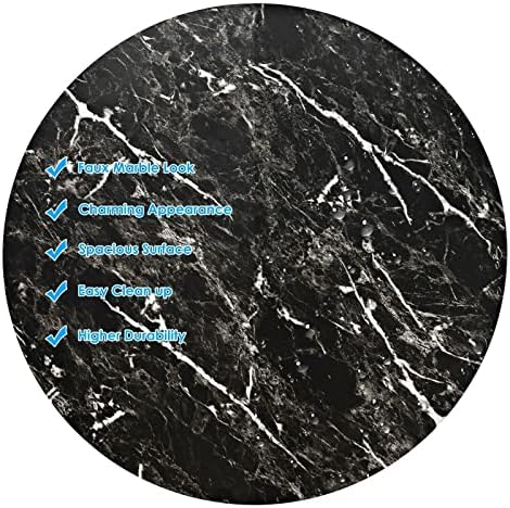 LDAILY Moccha Round Pub Table, Bistro Table w/Height Adjustable & 360°Swivel, Marble Cocktail Pub Table w/Anti-Slip Base for Home, Office Bar Table (1, Black)