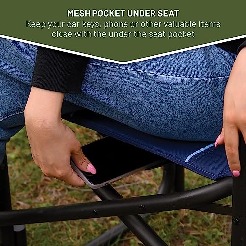 Timber Ridge Heavy Duty Collapsible Camping Adults Foldable Portable Lounge Chair For Outdoor, Lawn, Picnic, Fishing, Supports 300 Lbs, Blue #TOP5