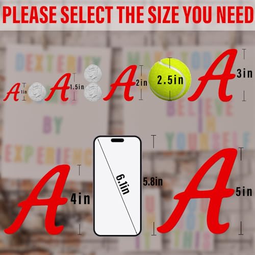 Image of 510 Pieces 10 Sheets Letter Stickers,Self Adhesive Waterproof Mailbox Numbers Stickers,Alphabet Decals for DIY,Bulletin Board,Window,Door,Sign,Bike,Car,Laptop,Scrapbook(Red, 1.5 Inch)