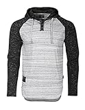 Zimego Long Sleeve Raglan Henley Hoodie Round Bottom Semi Longline T-Shirt (Medium, ZFLS140H HGrey Fulfilled By Amazon)