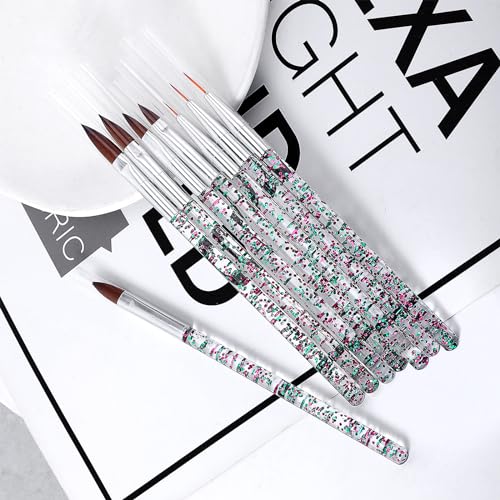 Sibba Nail Brush Polish Tip 8 Pcs Paint Dotting Pen Tools Art Thin Line Removers Applicator Finger Extension Manicure Gel Flat Round Fit Salon Home DIY Fingernail Detail Design Builder Set - Image 6