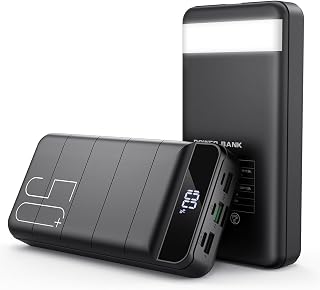 DAOLOT 50000mAh Power Bank 22.5W Fast Charging Portable Charger USB-C LED Display 4 Outputs for iPhone Samsung Black
