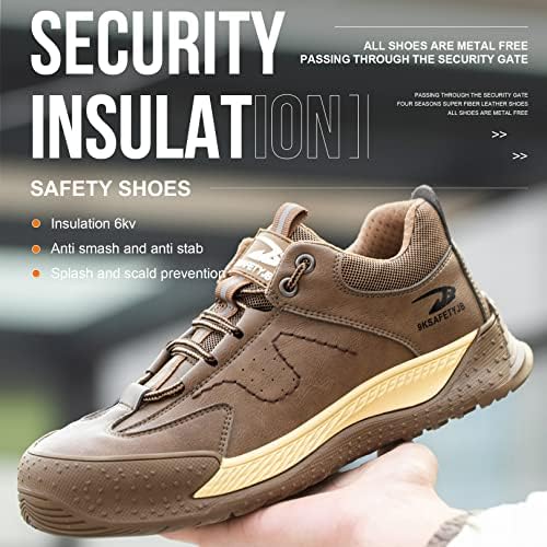 Dajingkj Modieuze veters werkschoenen heren lichte veiligheidsschoenen dames coole veiligheidsschoenen voor mannen werk, zwart, 42 EU