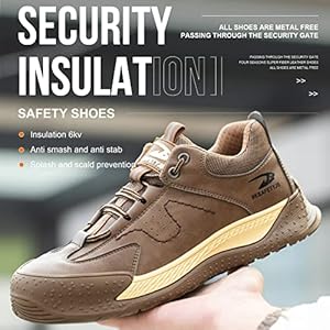 Dajingkj Veiligheidsschoenen, voor heren, lichtgewicht, trendy, met draaiknop, stalen neus, luchtkussen, ademend, werkschoenen, gymschoenen, 40 EU