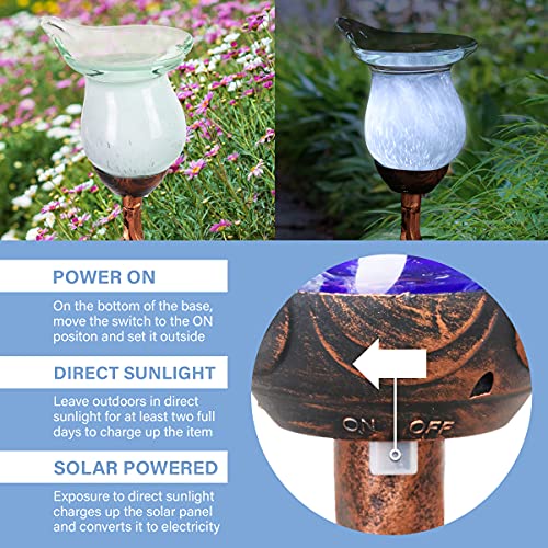Exhart Solar White Calla Lily Flower Stake,Glass/Metal,Outdoor Led Stake,Cute Garden Decor,4"X3"X31" #TOP3