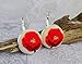 Handmade Embroidered Earrings with Red Poppy
