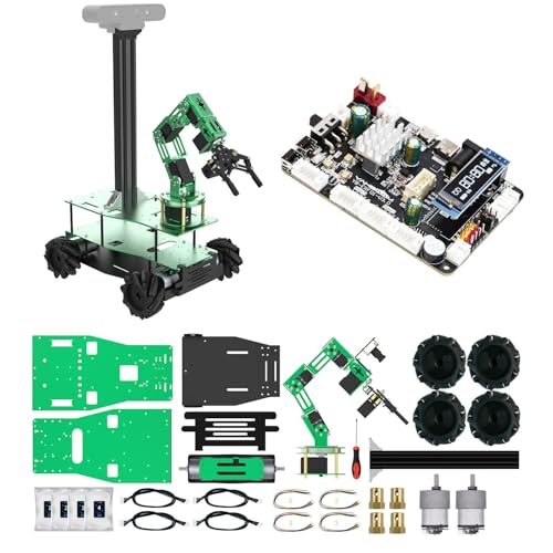 Yahboom �����[�g�R���g���[���V���[�V�[ �����ԃV���[�V 6DOF���{�b�g�A�[�� 80mm�}�N�i���z�C�[���t���[�� UNO Raspberry Pi Jetson Nano DIY���{�b�g�J�[�AYahboom Robot �g���{�[�h V3.0�iSTM