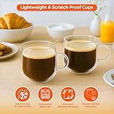 Innoteck Double Walled Glass Coffee Cups Set of 2 (275ml) – Heat Resistant Borosilicate Latte Mugs with Handle, Insulated Clear Glass for Americano, Cappuccino, Tea & Hot/Cold Drinks, Handmade - Image 2