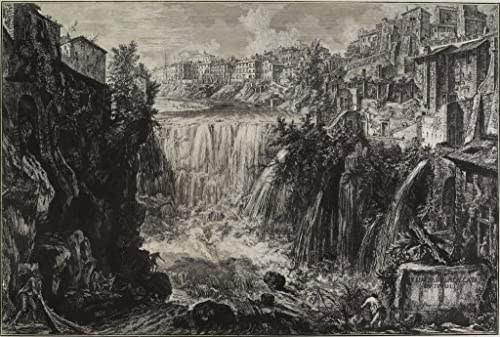 Vue de la cascade de Tivoli Piranesi affiche toile pour remplacer les posters papier fragiles