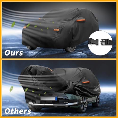 Image of All-Weather Waterproof Car Cover - UV-Resistant Outdoor Full Exterior Protection for Kia NIRO 2016-2023 210D-PU Black with Right Side Zipper
