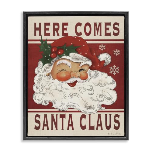 Smiling Vintage Santa Claus Holiday, 25 x 31 Inch Canvas in Floater Frame