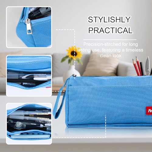 Image of Pencil Case with Zipper, Pencil Pouch for Students, Large Capacity Oxford Pen Bag for Girls, Portable Pouch for School & Office