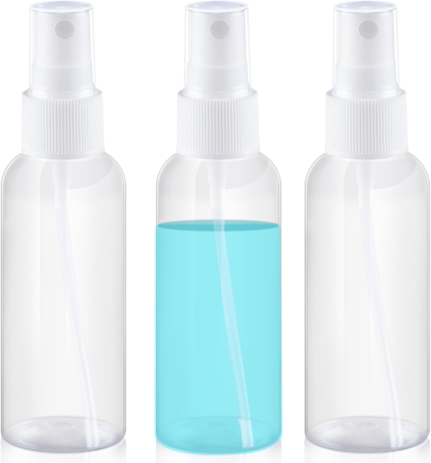 3.4OZ 3 Pack Small Spray Bottle, Clear Plastic Travel Spray Bottle, Empty Mini Sprayer Bottles for Toners, Face, Essential Oils with Labels (80ml)