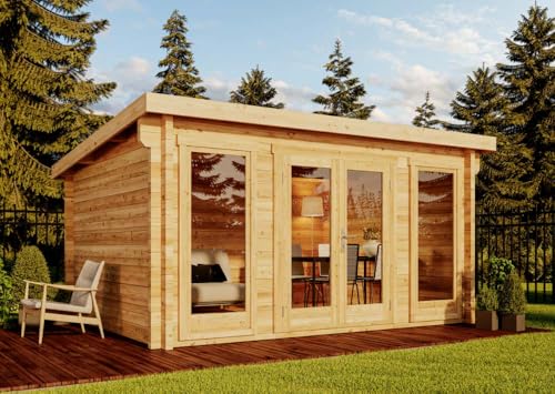 Alpholz Gartenhaus Atrium-F aus Holz in braun Holzhaus Wandstärke: 70 mm Blockbohlenhaus