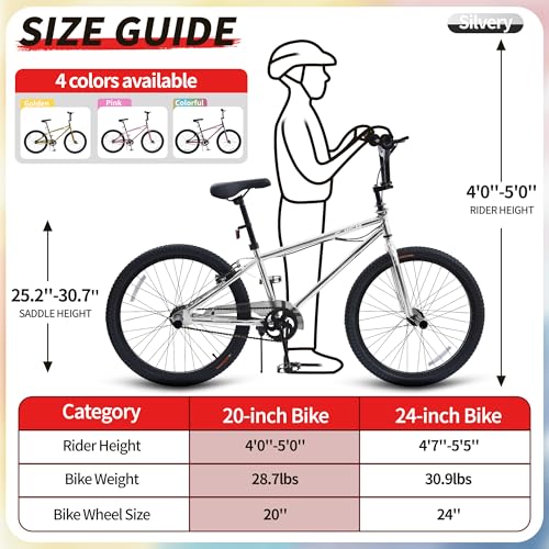 wanan BMX Bike, 20 24 Inch Bike for Kids for 6-16 Years Old,