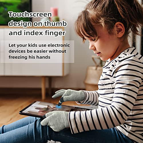Evridwear Kids Warm Gloves With Touchscreen Fingers, Children Knit Gloves Boy Girl Fall Winter Cool Cold Weather 3 Pair Package (L Size) #TOP30