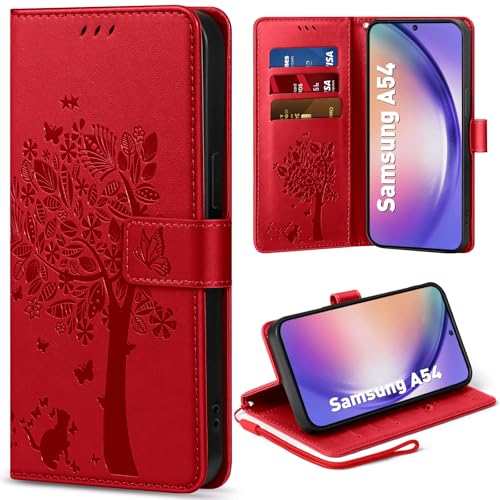 EASDNB Handyhülle für Samsung Galaxy A54 5G Hülle, Flip Lederhülle Wallet Case mit [3 Kartenfächer] [Magnet] [Ständer] P...