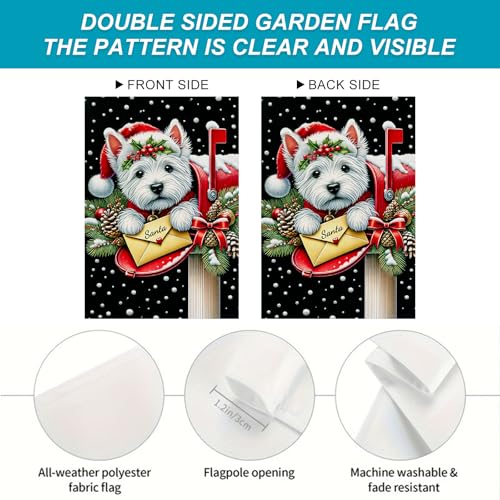 Image of BlissYard Christmas Westie Dog Garden Flag 12x18 Inch Polyester