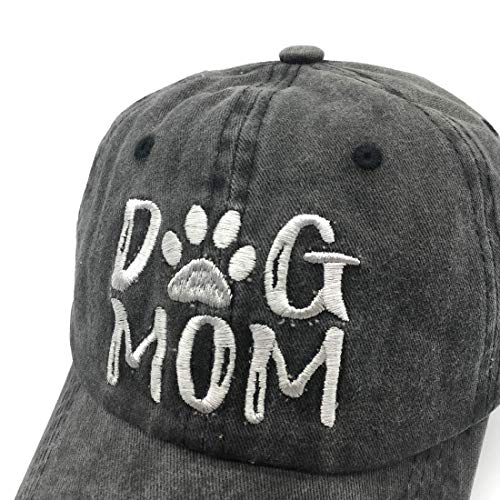 Waldeal Women's Ponytail Embroidered Dog Mom Washed Hat Adjustable Baseball Cap Black #TOP2