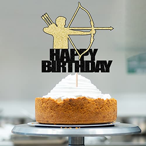 Gold And Black Flash Archery Cake Topper, Bow Arrow Hunting Birthday Birthday Party Supply Decorat #TOP6