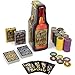 Brybelly Blind Tiger Prohibition Poker Chip Set - 2 Decks Gangster and Roaring Twenties Themed Playing Cards and 200 Poker Chips in Whiskey Bottle Gift Tin