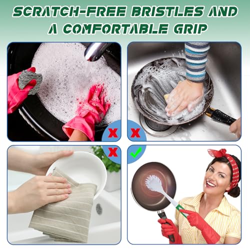 Image of Hsei 20 Pcs Kitchen Scrub Dish Brush Bulk, Blue, Green
