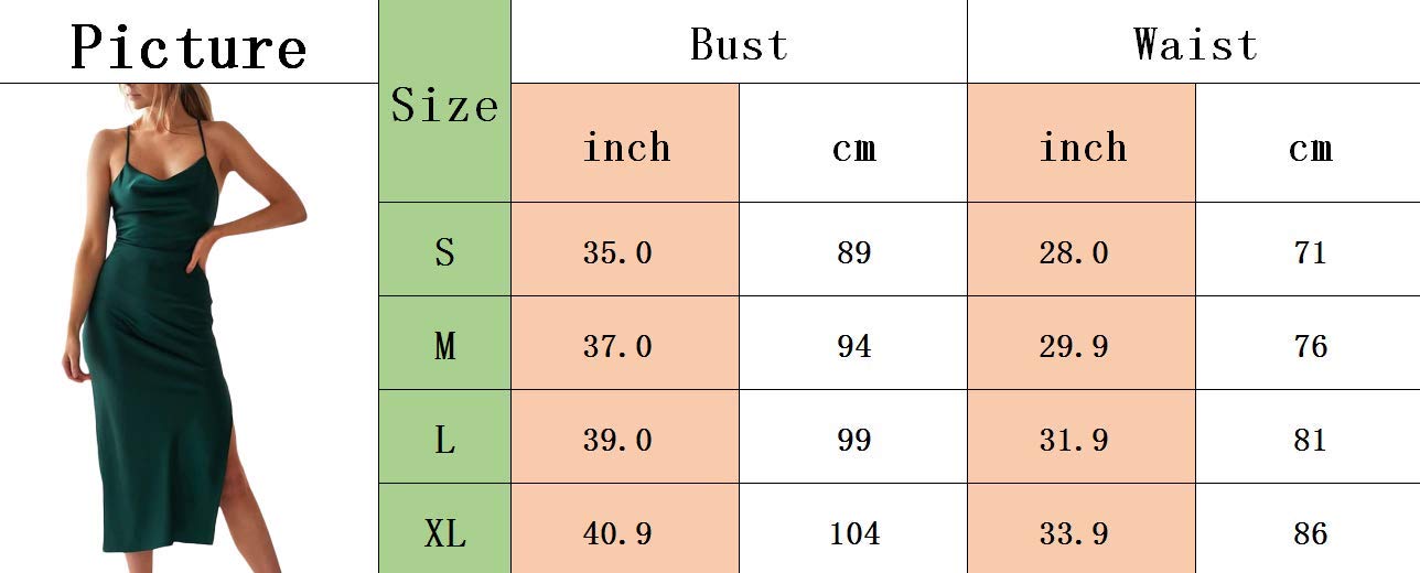 xxxiticat Abito da donna senza maniche, con spalline sottili, in raso, per cocktail, spiaggia, sera, feste, cowl collo