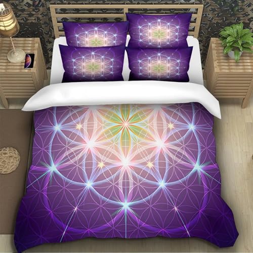 Parure de lit géométrie sacrée housse de couette 135x200 microfibre