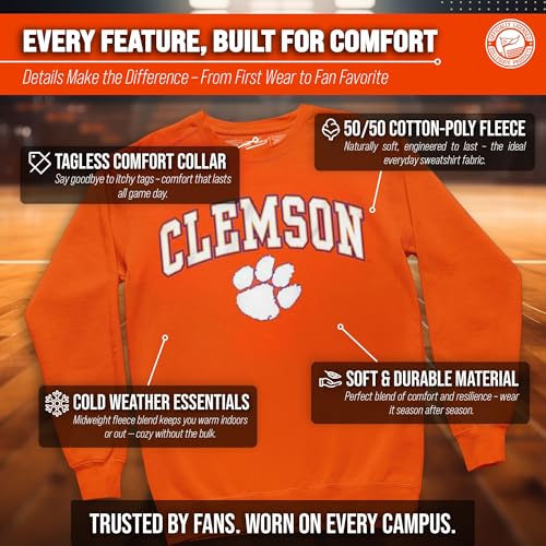 Image of NCAA College Sweatshirt Fleece Crewneck Pullover for Men and Women | Officially licensed NCAA college gameday crewneck pullover - 9 oz fleece lined sweatshirt with arch and logo design