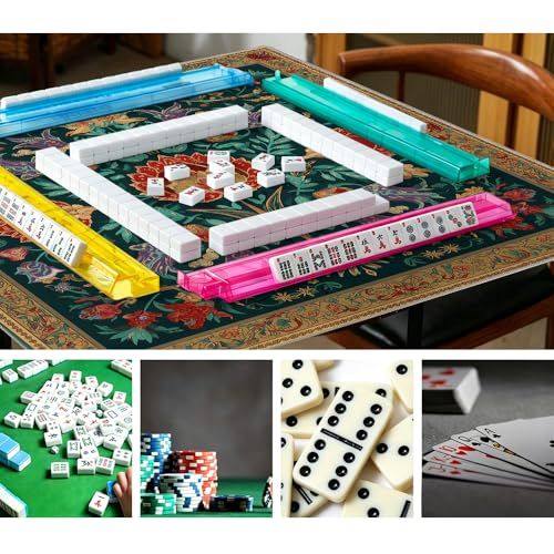 Tapete Mahjong 33x33 pulg con bolsa para juegos de mesa miniatura 3
